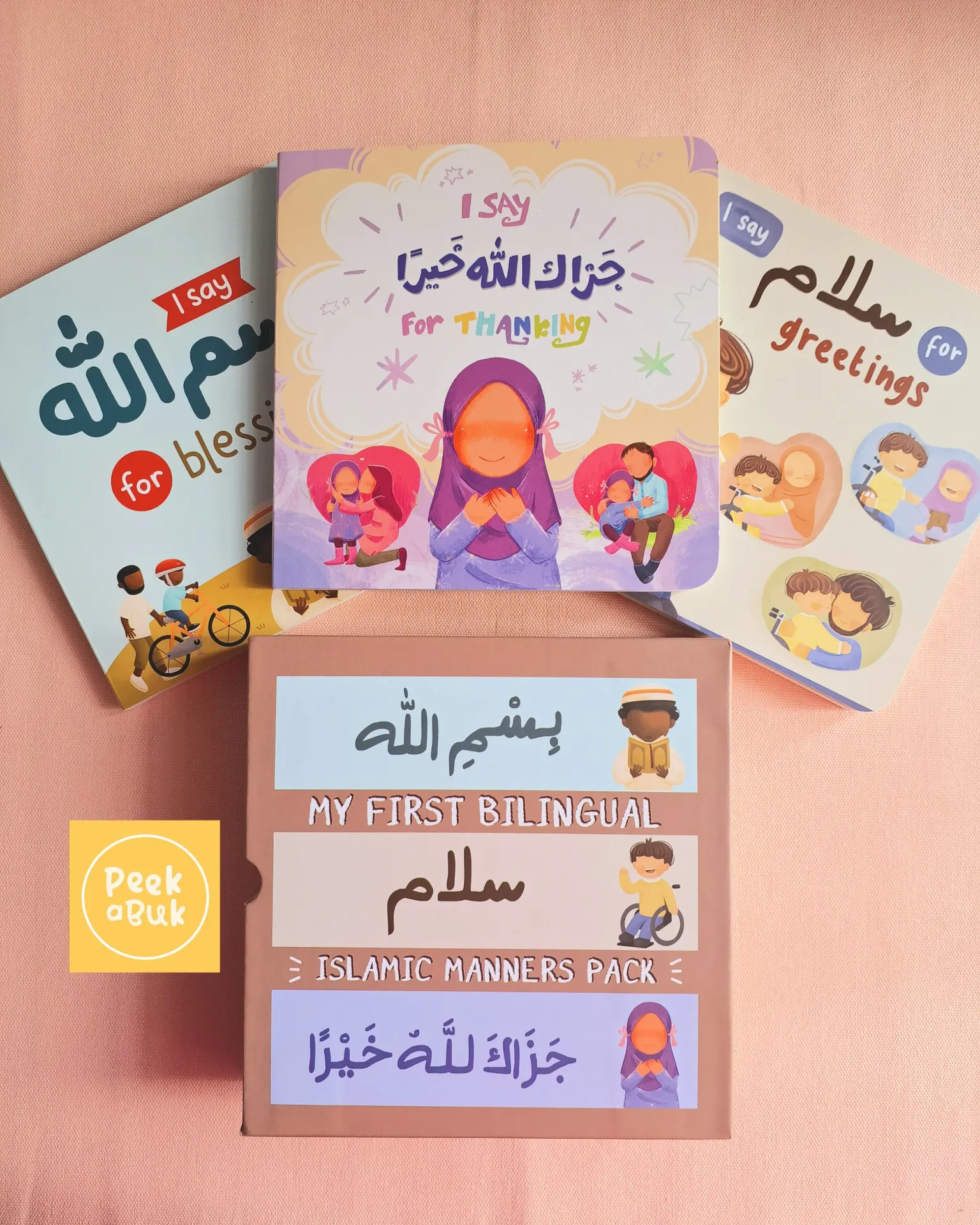 [AYEINA106] My First Bilingual Islamic Manners Pack (Set of 3 Islamic board books)